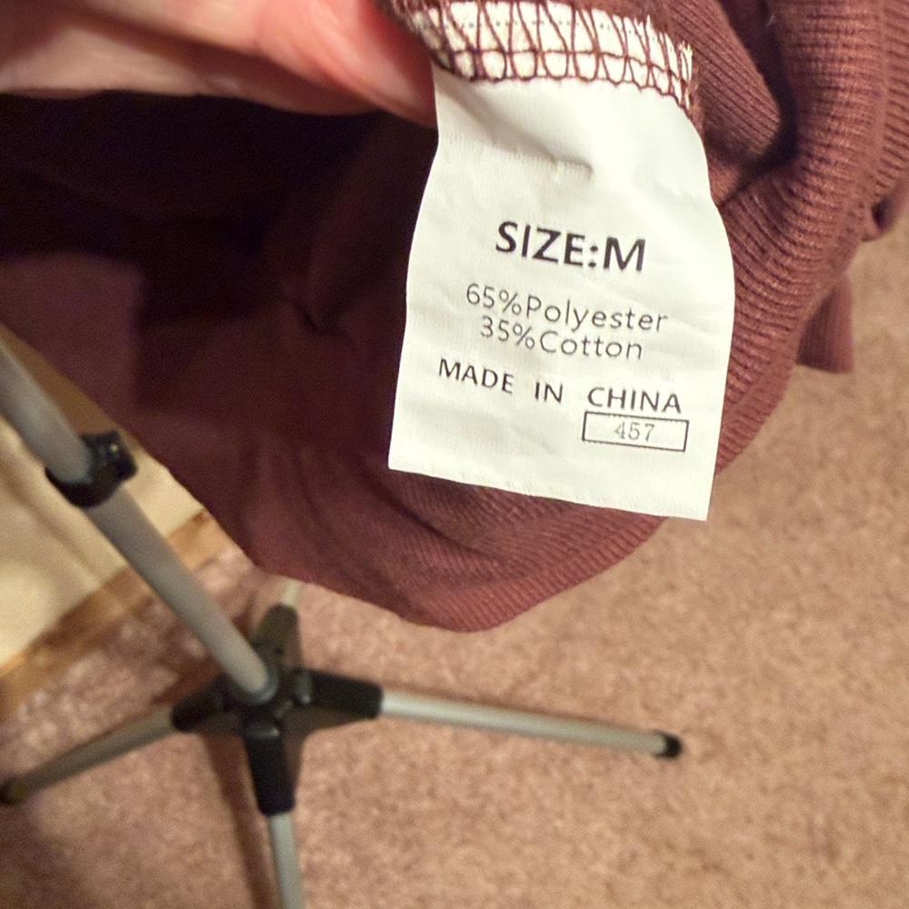 Brown sweatshirt relaxed size medium two tone button ruffle distress detail NEW - Picture 8 of 8